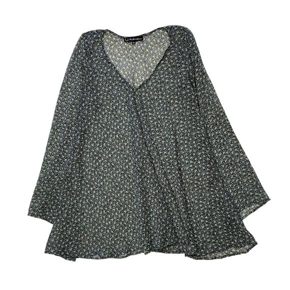 For Love and Lemons Blue Floral Daytripper Sheer Tunic - Picture 1 of 3